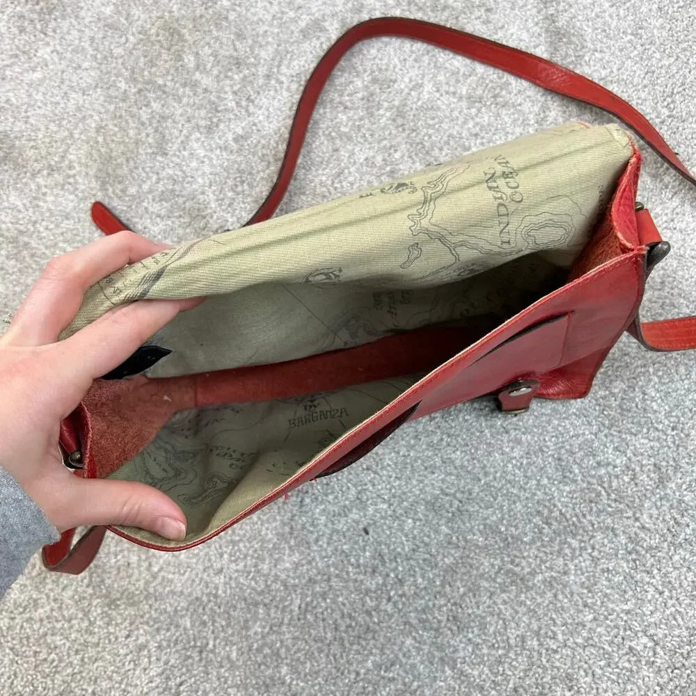 Vintage Red Genuine Leather Classic Cross-Body Messenger Bag Purse